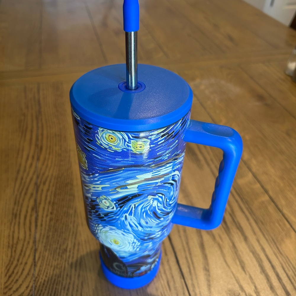 Blue Starry Night Travel Tumbler with Handle 40 oz